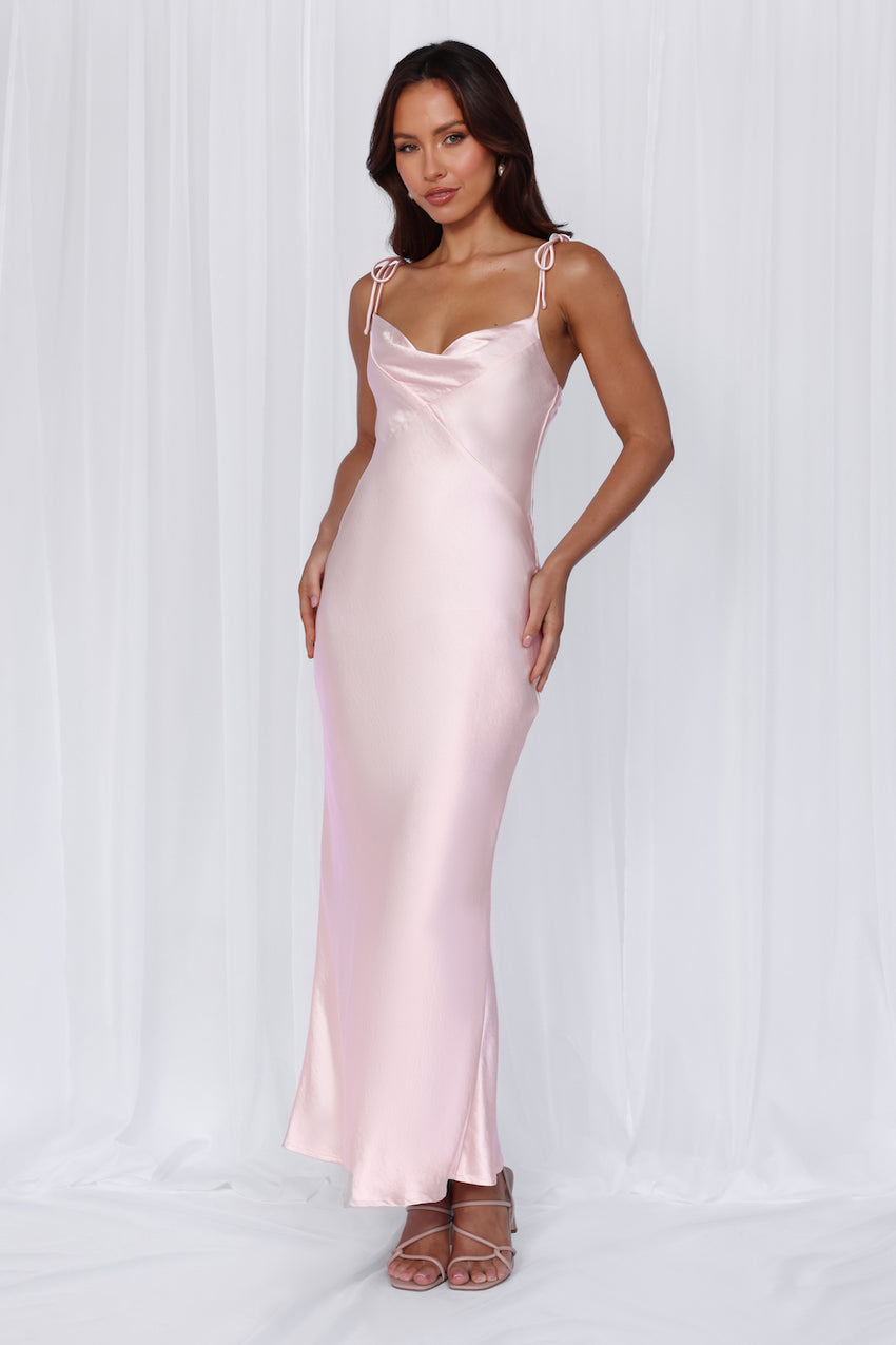HELLO MOLLY The Penelope Cowl Satin Maxi Dress Pink