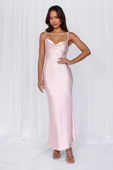 HELLO MOLLY The Penelope Cowl Satin Maxi Dress Pink