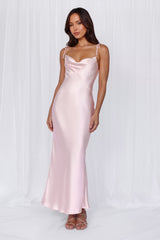 HELLO MOLLY The Penelope Cowl Satin Maxi Dress Pink