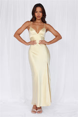 HELLO MOLLY The Sophia Satin Maxi Dress Yellow