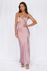 HELLO MOLLY The Sophia Satin Maxi Dress Dusty Pink