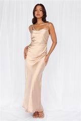 The Madeline Cowl Satin Maxi Dress Champagne