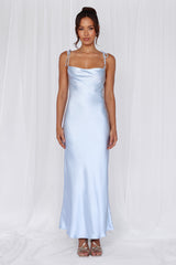 HELLO MOLLY The Penelope Cowl Satin Maxi Dress Blue