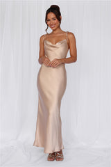HELLO MOLLY The Penelope Cowl Satin Maxi Dress Champagne