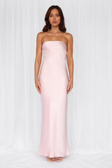 HELLO MOLLY The Felicity Strapless Satin Maxi Dress Pink