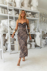 Wild Love Satin Maxi Skirt Leopard