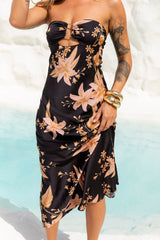 Harvesting Dreams Strapless Satin Maxi Dress Black