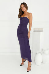 Midnight Sparkle Strapless Maxi Dress Navy