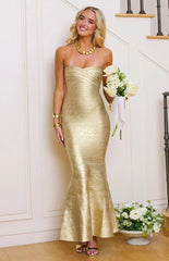 Amanda Gold Bandage Strapless Formal Maxi Dress