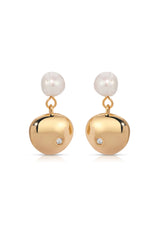 Small Pebble and Pearl Dangle Earrings