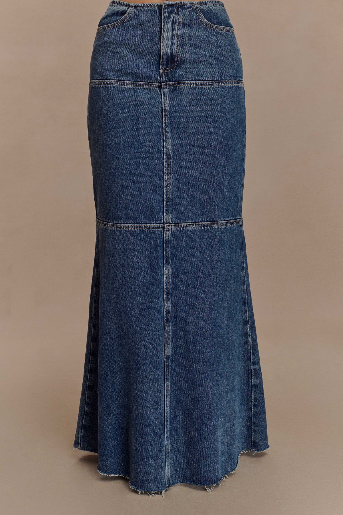 Loretta Denim Maxi Skirt Washed Dark Blue