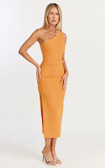 One Shoulder Straight Dress in Orange