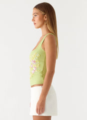 Michele Floral Top Lime