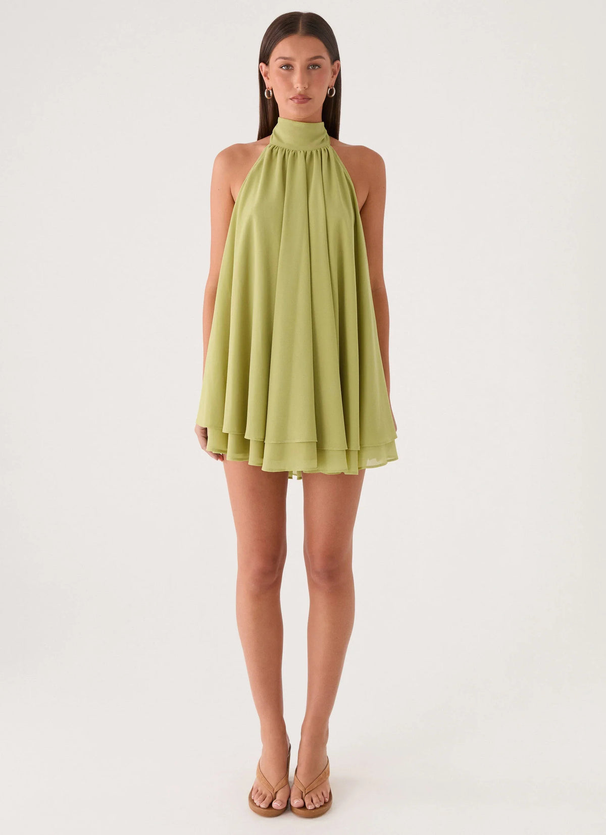 Lyrah Halter Mini Dress Lime