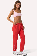 Brushed Jersey Oversized Joggers in Red