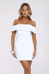 Tailored Allure Off Shoulder Mini Dress White