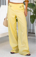 Alamara Yellow Floral Detail Wide Leg Pants PRE ORDER