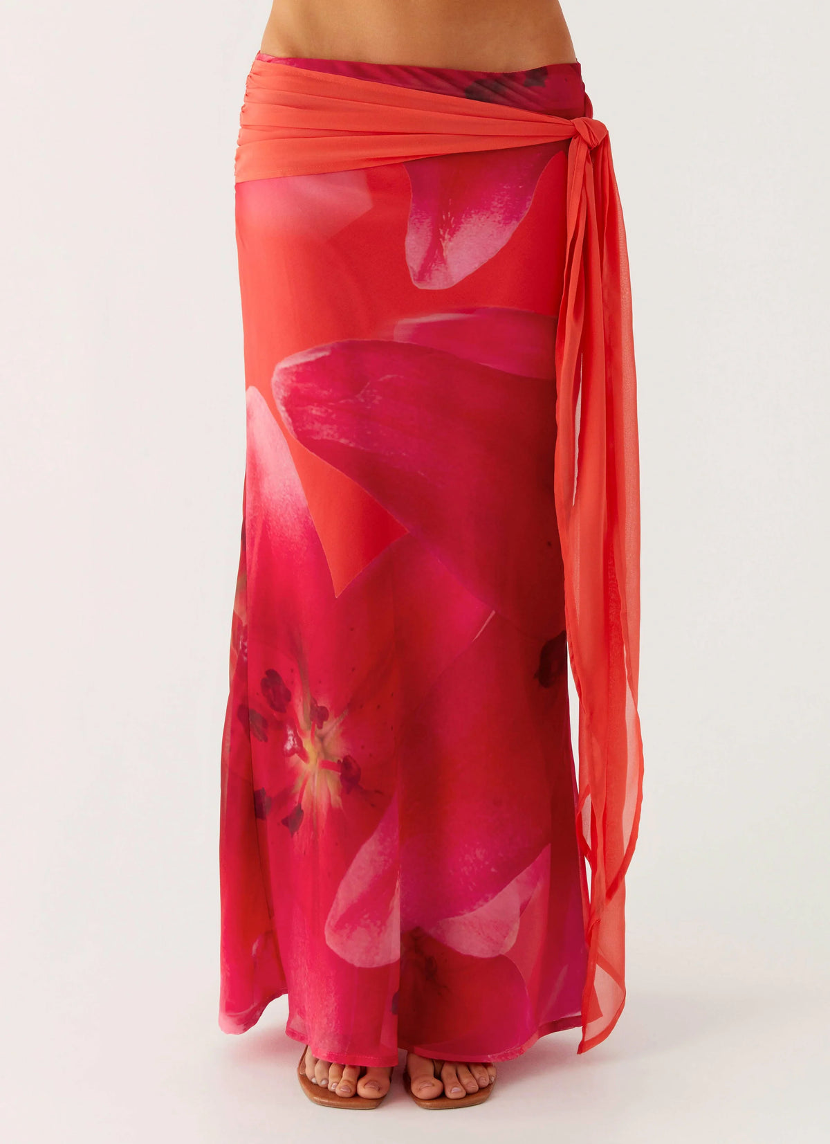 Raya Maxi Skirt Peach Watermelon Flower