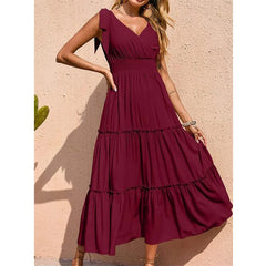 Summer V-Neck Sleeveless Maxi Dress in Multiple Colors