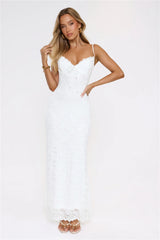 Moonlit Veil Lace Maxi Dress White