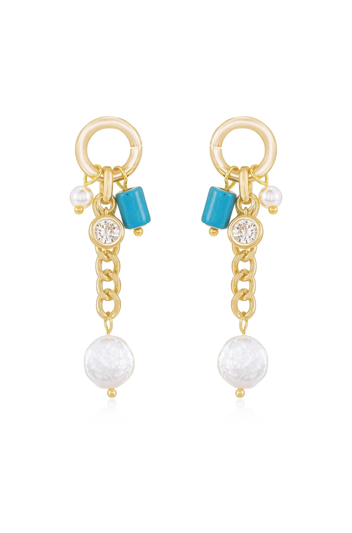 Pearl and Charm Dangle Earrings