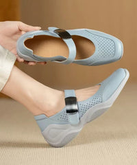 Women Faux Leather Flat Shoes Buckle Strap Hollow Out Flat Feet Shoes