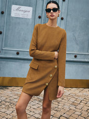 Floral-Detail Faux Leather Slim Dress