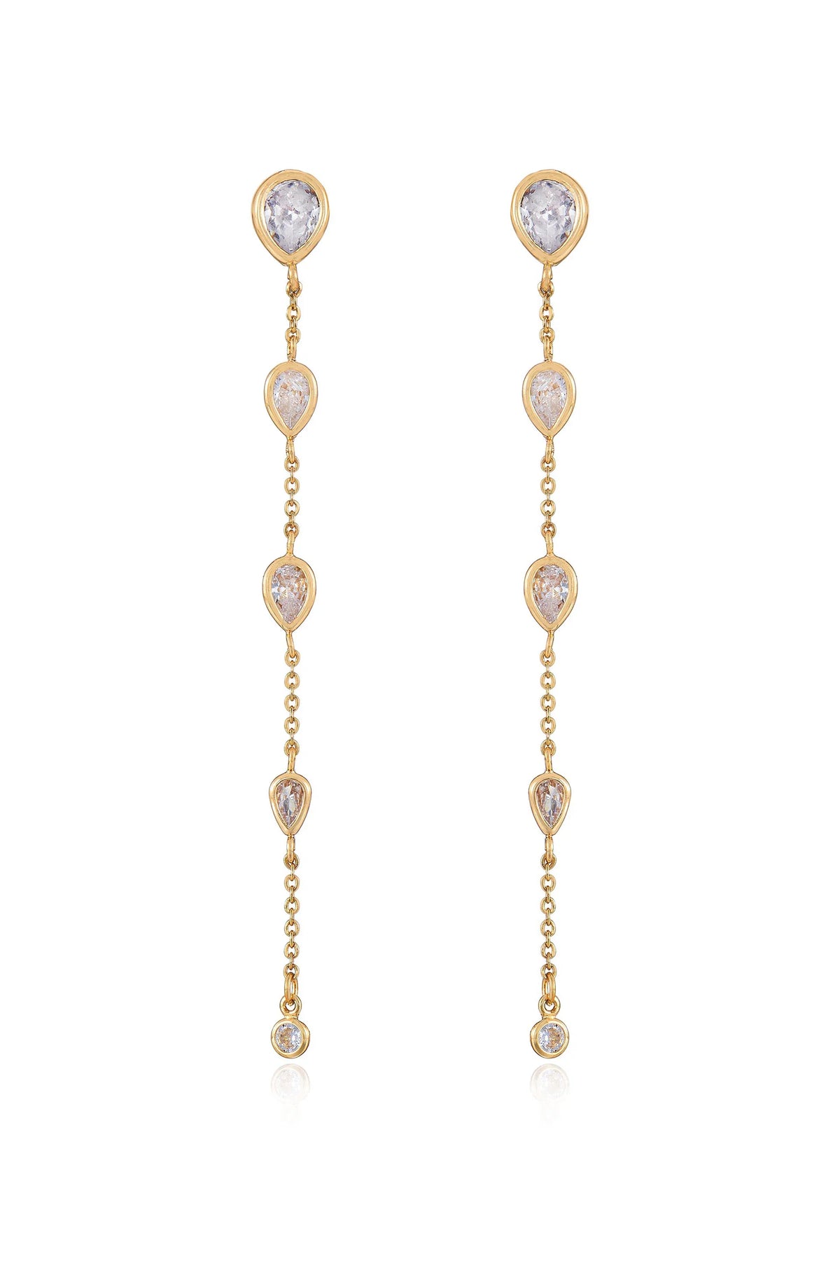 Dainty Bezel Crystal Dangle Earrings
