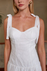 Annelise Eyelet Bow Straps Mini Dress