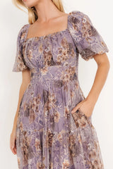Annabeth Midi Dress | Lavender Floral