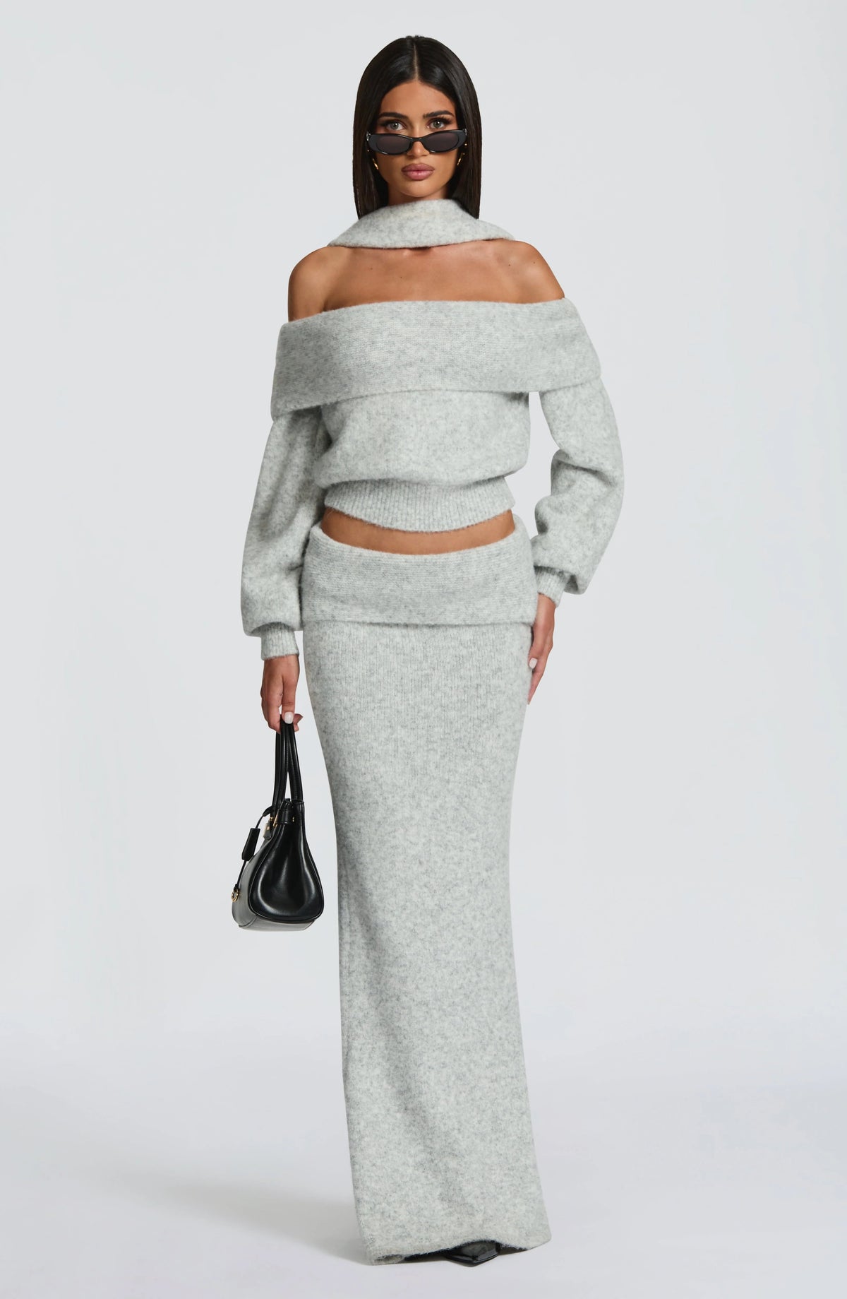 Andie Maxi Skirt - Light Grey Marl