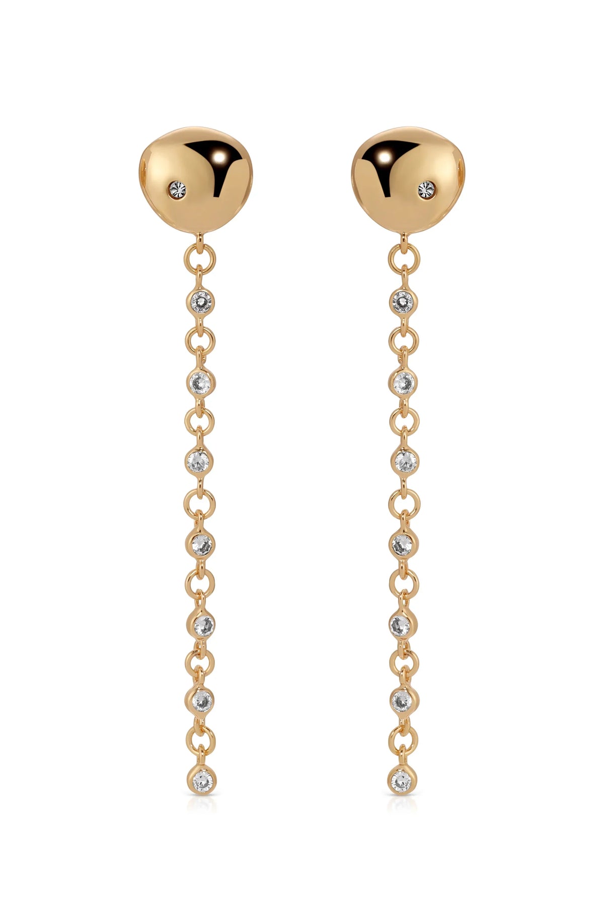 Polished Pebble Linear Chain Earrings