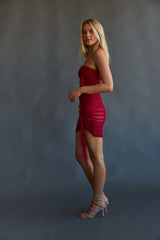 Alexia Strapless Rosette Ruffle Bodycon Mini Dress