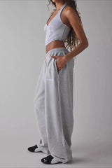 Long Embroidered Relaxed Knit Pants