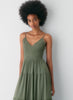Chiffon tiered V-neck midi dress— sagesse