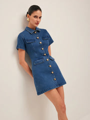Button Denim Shirt Dress
