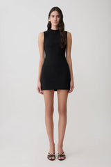 Fion Sleeveless Stretch Crepe Mini Dress - Black