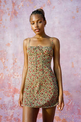 Floral Cami Lace Up Mini Dress