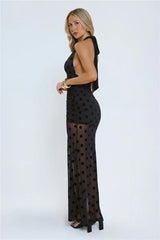 Hot Right Now Polka Dot Maxi Dress Black