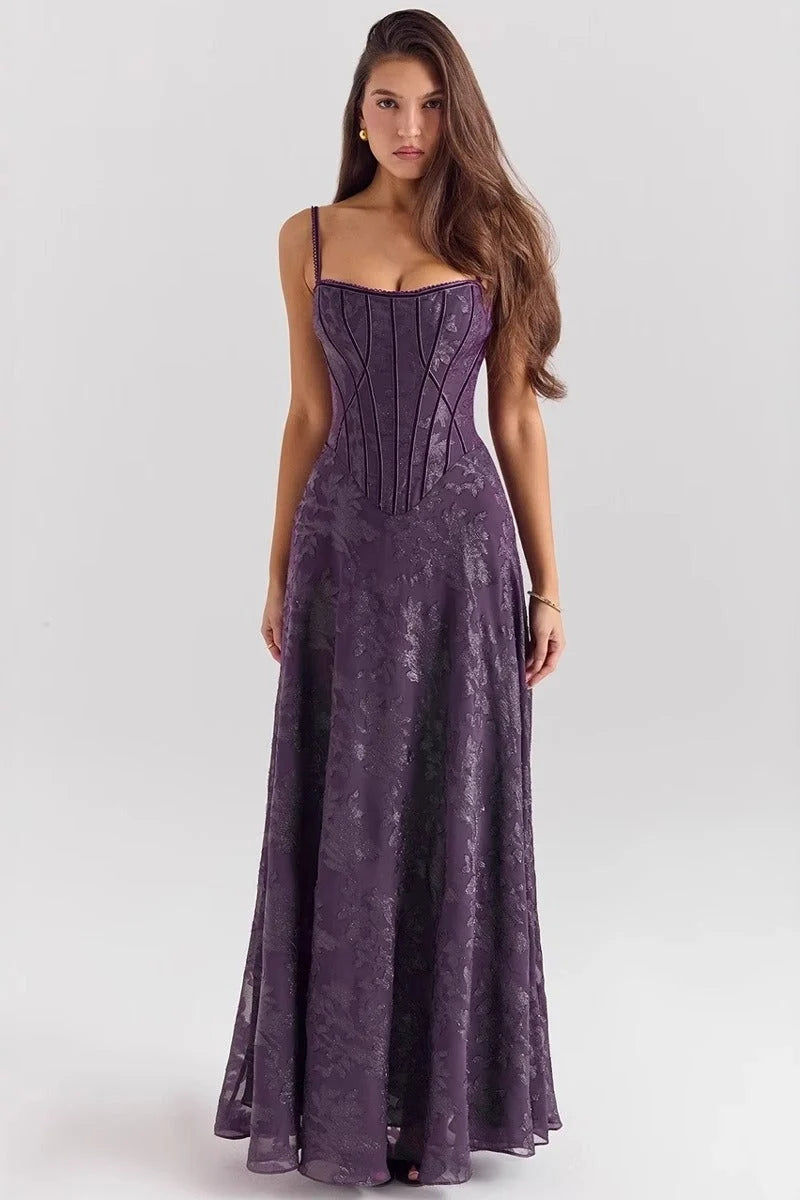 Spaghetti Strap Chiffon Floral Formal Dress