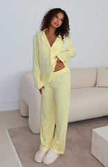 Airplane Mode Modal Wide Leg Pyjama Pants Lemon