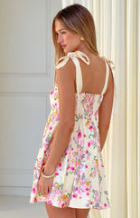 Brilliana Yellow Bloom mini Dress