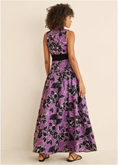 Lace Detail Drop Waist Maxi Daffodil Floral