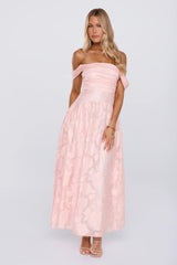 Moment Is Mine Off Shoulder Maxi Dress Pink