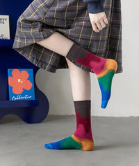 Japanese And Korean Gradient Colored Mid Tube Socks
