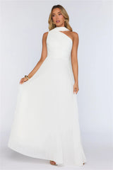 Rosy Romance One Shoulder Maxi Dress White