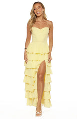 Georgie Yellow Ruffle Maxi Dress PRE ORDER