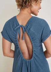 Short Sleeve Gauze Mini Medium Blue