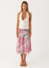 Valley Midi Skirt Pink Floral