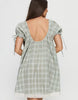 Princess Polly Embracing tie puff sleeve scoop neck lace trim babydoll mini dress in blue plaid